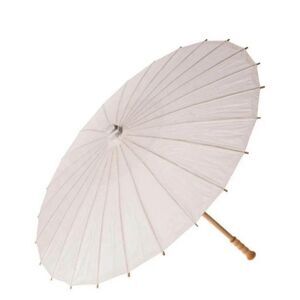 28" Wedding White Paper Parasol Umbrellas with Long Elegant Handle